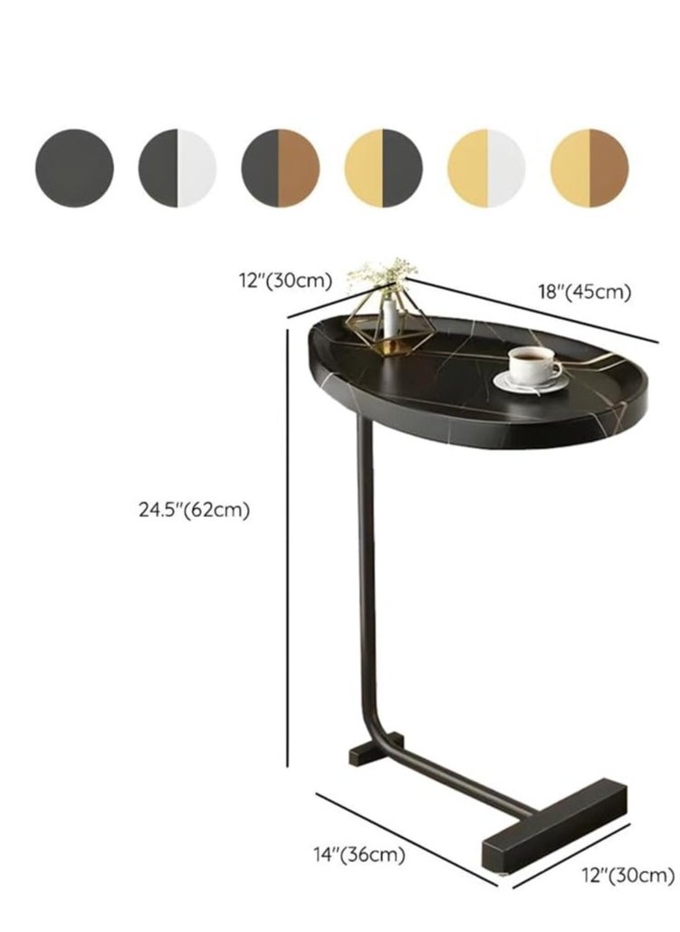 Y&D - Small Side Table C Shaped End Table for Sofa and Bed, TV Tray Table with Metal Frame for Couch, Living Room, Bedroom - Image 1