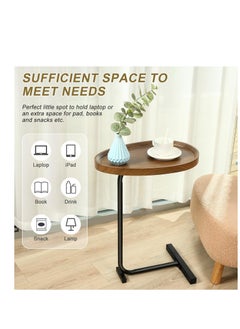 Y&D Small Side Table C Shaped End Table for Sofa and Bed, TV Tray Table with Metal Frame for Couch, Living Room, Bedroom  - Image 3