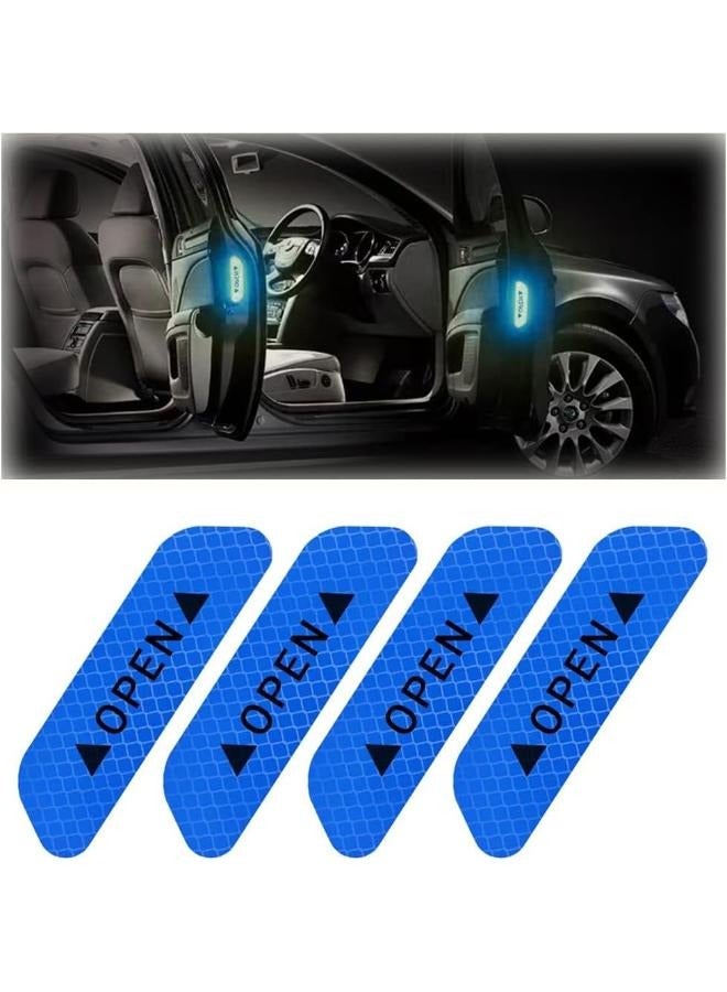 EasyLife 4 Pieces Car Door Stickers Warning Mark Reflective Tape Auto Exterior Accessories Open Sign Safety Reflective Strip  - Image 1
