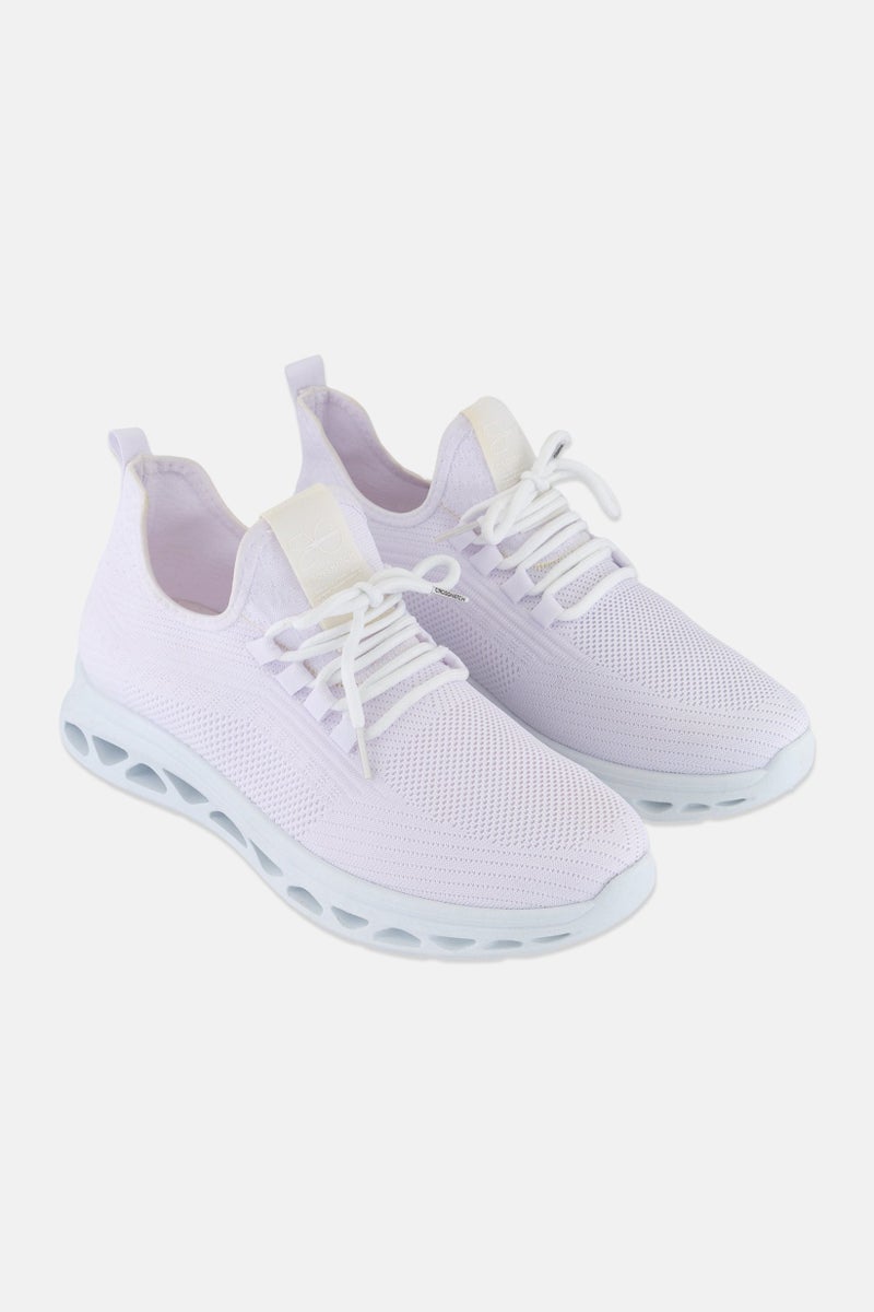 CROSSHATCH أحذية جري للرجال برباط، بيضاء - Image 1