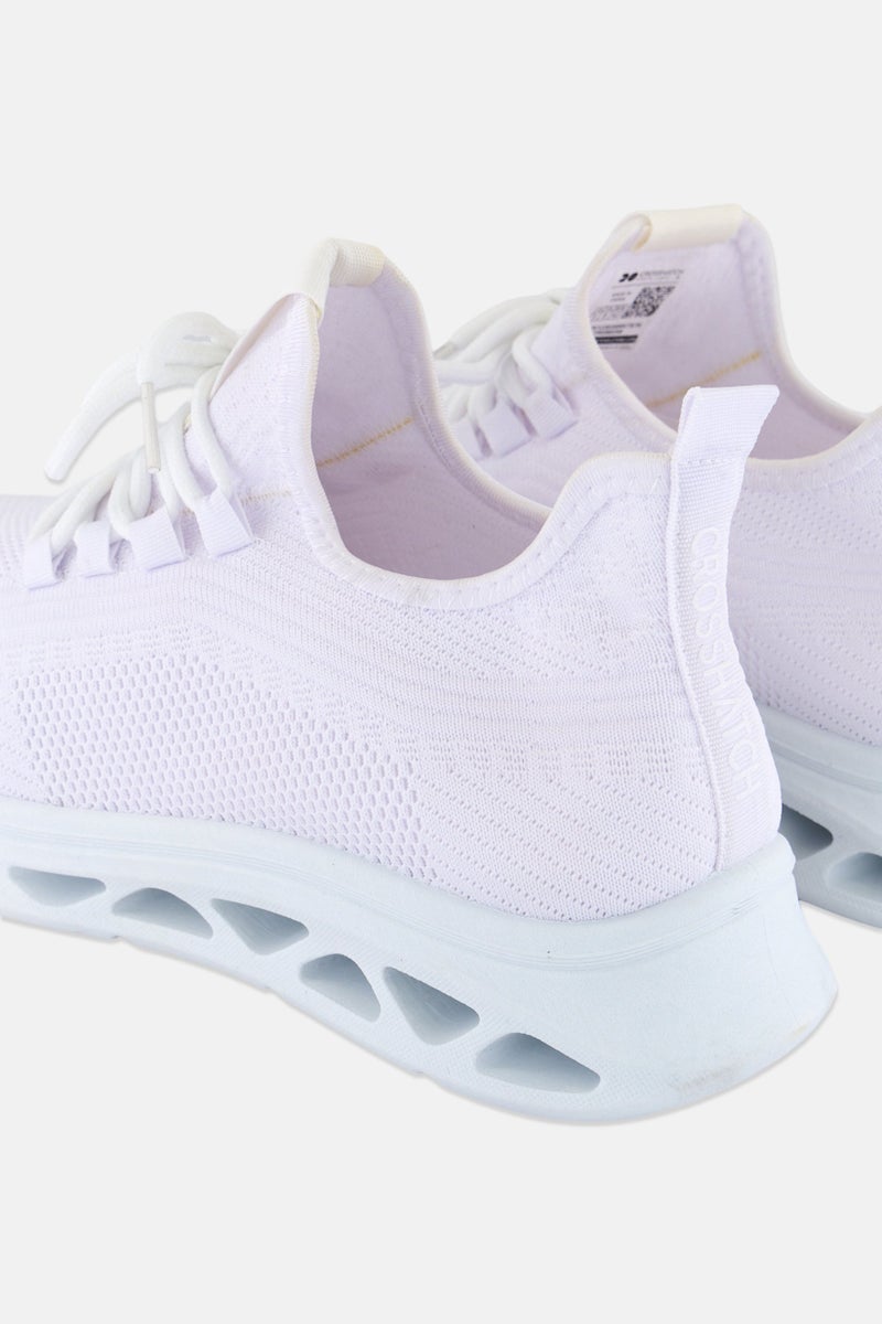 CROSSHATCH أحذية جري للرجال برباط، بيضاء - Image 2