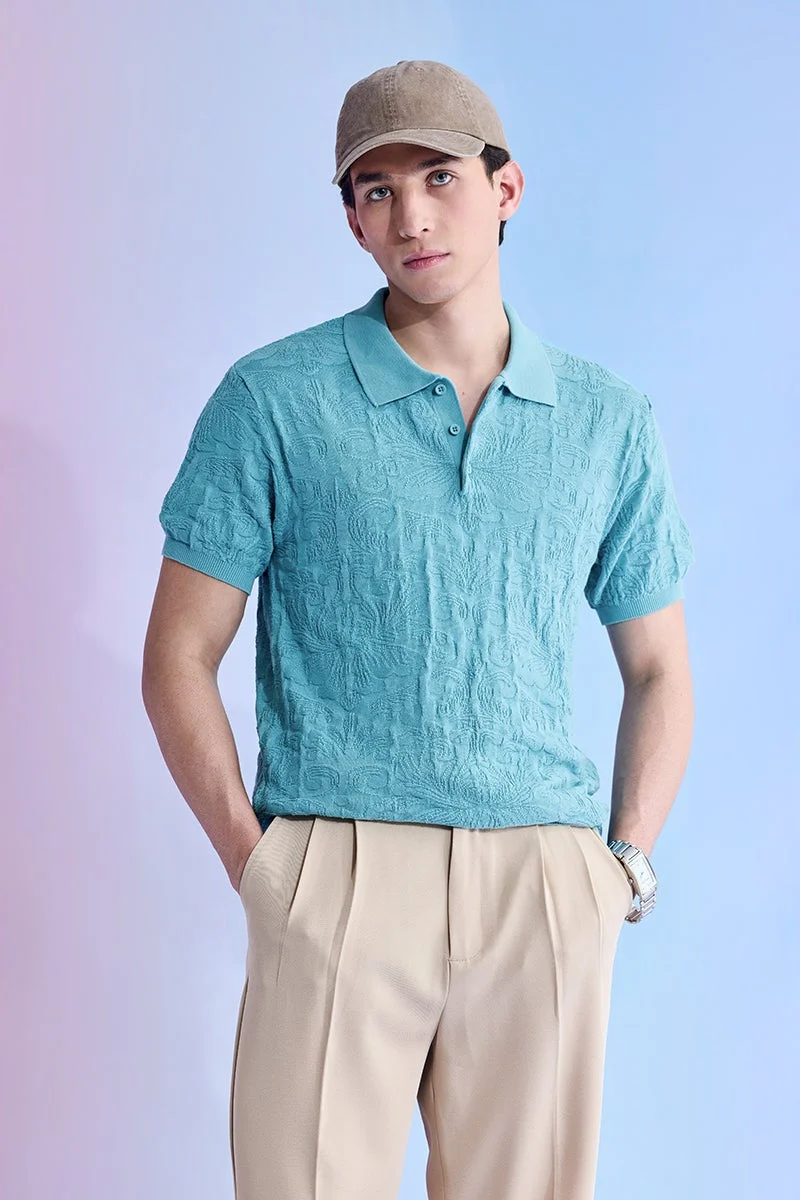 سنيتش تي شيرت بولو محبوك جاكار بقصة مريحة يوتوبيا