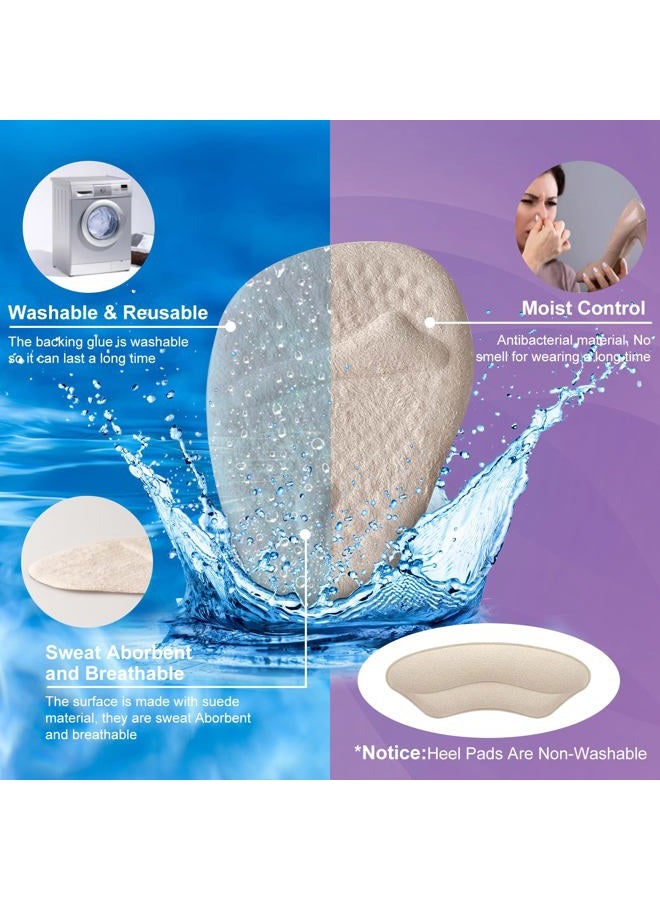 Riootlnm Metatarsal Pads, Ball of Foot Cushions, Heel Pads Inserts for Too Big Shoe, Reduce Foot Pain, No Slip Heel Grips Liners Shoe Pads for Loose Shoe, Blisters(Beige+Black) - Image 3