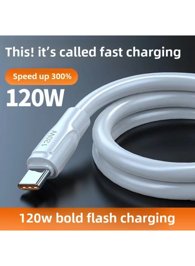 Bold 120W Charging Line Is Applicable To Huawei TypeC Data Line 6A Lengthened Vivo Super Flash Fast Charging Android Line-Color:1 Pack (android Trapezoidal Interface)- 0.3m [the Power Bank Has A Very Short Cable] - Image 5