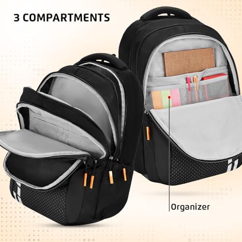 Safari Verge 37L School Bag for Boys & Girls, Casual 3 Compartment Printed Backpack Bag with Armor Base, Rain Cover, File holder, Bottle Holder and Organizer, College Bag for Men & Women, Color Black - Image 2