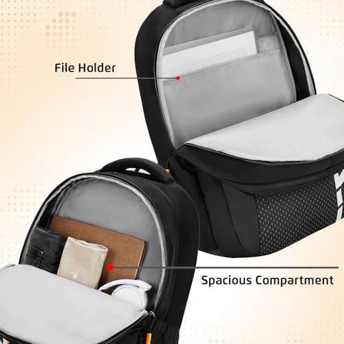 Safari Verge 37L School Bag for Boys & Girls, Casual 3 Compartment Printed Backpack Bag with Armor Base, Rain Cover, File holder, Bottle Holder and Organizer, College Bag for Men & Women, Color Black - Image 4