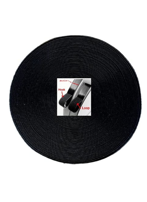 ImegaZ Nylon Self Adhesive Hook Tape Roll Plain Loop for Door Net Window Net Replacement Accessories Black 20mm width x 25 meters