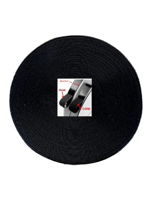 ImegaZ ImegaZ Nylon Self Adhesive Hook Tape Roll Plain Loop for Door Net Window Net Replacement Accessories Black 20mm width x 25 meters  - Image 1