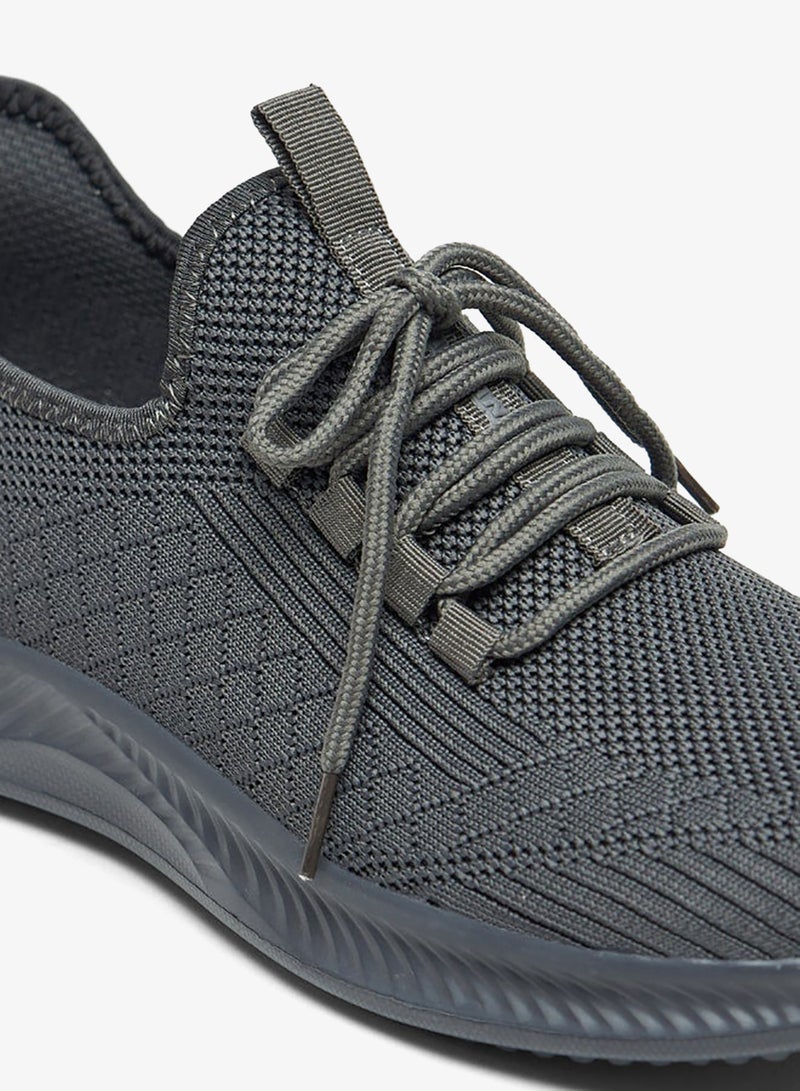 Oaklan by Shoexpress Mesh Textured Shoes with Lace-Up Closure - Image 5