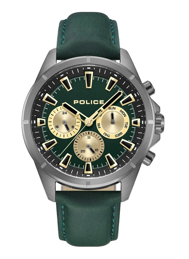 POLICE POLICE - Malawi Watch For Men Green Dial Green Leather Strap - PEWJF0005801