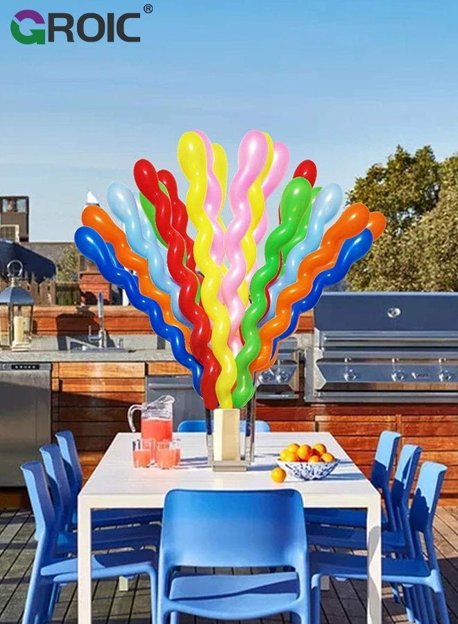 GROIC 100Pcs Thickened 40inch Latex Spiral Balloons, Long Colorful Party Balloons for Birthday Wedding Festival Party Supply Decorations, Mixed Color, 2.5G - Image 4