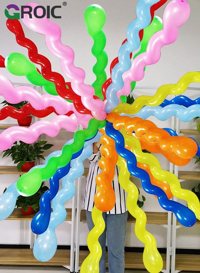 GROIC 100Pcs Thickened 40inch Latex Spiral Balloons, Long Colorful Party Balloons for Birthday Wedding Festival Party Supply Decorations, Mixed Color, 2.5G - Image 3