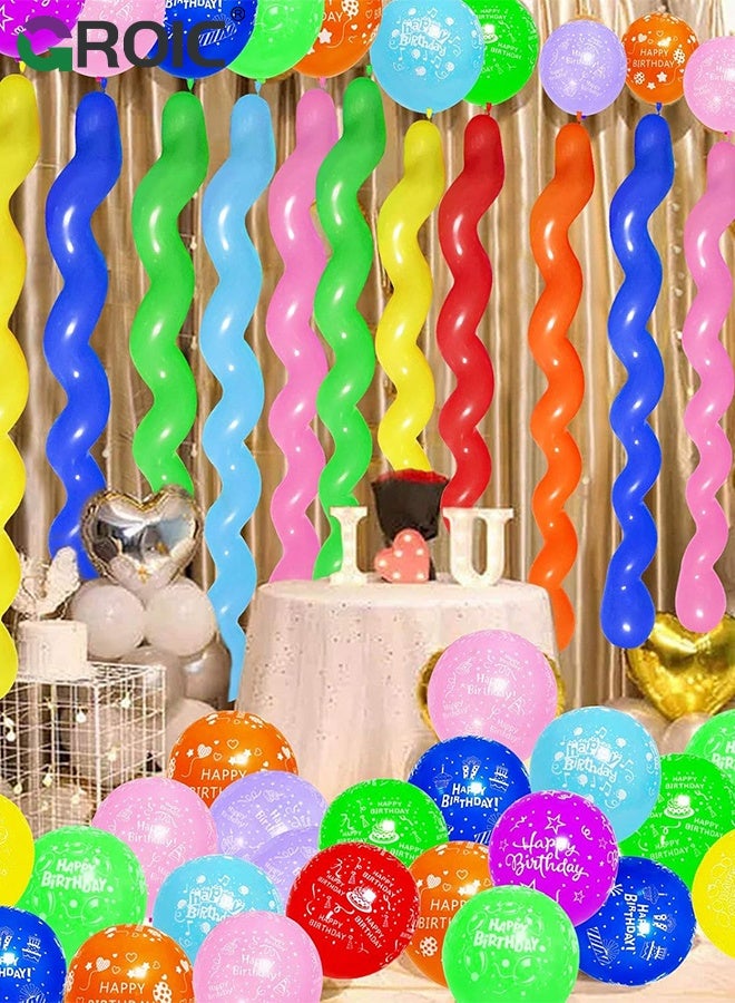 GROIC 100Pcs Thickened 40inch Latex Spiral Balloons, Long Colorful Party Balloons for Birthday Wedding Festival Party Supply Decorations, Mixed Color, 2.5G - Image 5