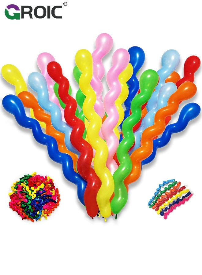 GROIC 100Pcs Thickened 40inch Latex Spiral Balloons, Long Colorful Party Balloons for Birthday Wedding Festival Party Supply Decorations, Mixed Color, 2.5G - Image 1