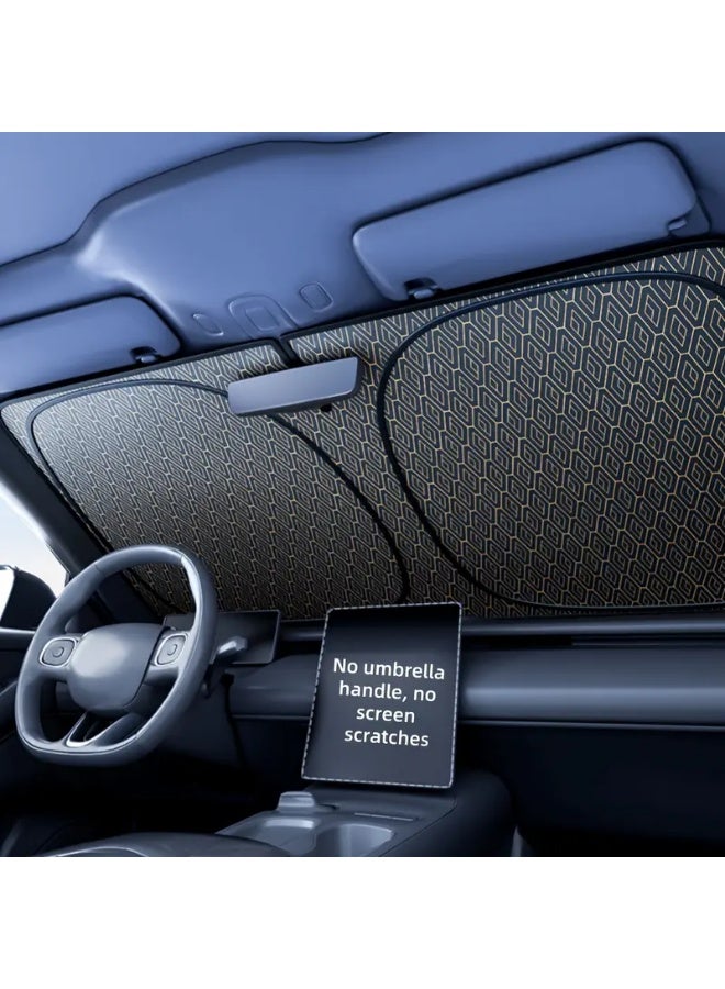 general 1pc Titanium Silver Alloy Laser Sunshade for Car Windshield - Four-Layer Physical Material, UV Protection, Heat Insulation, Lightproof, Ideal for Front and Rear Windows, Car Sunshade | Modern Car Accessory | Laser Printed Design, Sunshade for Car - Image 1