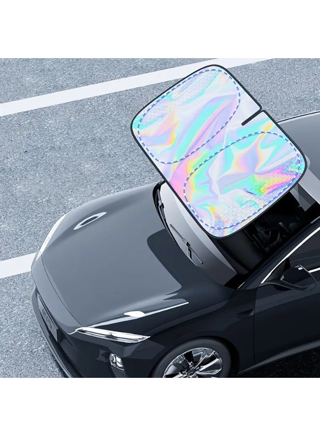 general 1pc Titanium Silver Alloy Laser Sunshade for Car Windshield - Four-Layer Physical Material, UV Protection, Heat Insulation, Lightproof, Ideal for Front and Rear Windows, Car Sunshade | Modern Car Accessory | Laser Printed Design, Sunshade for Car - Image 3