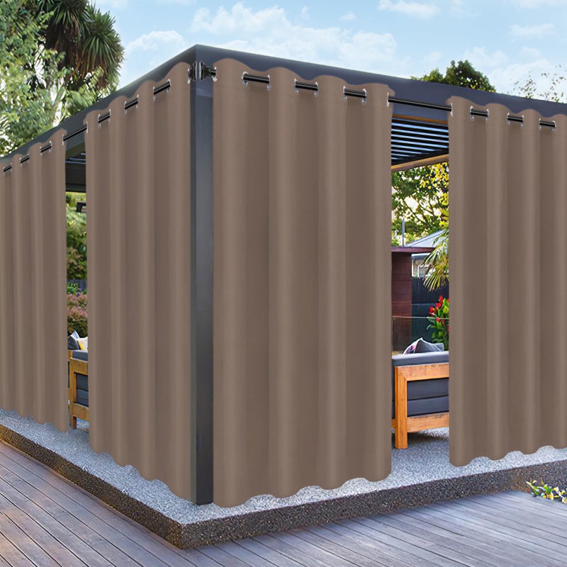 PureFit PureFit Outdoor Curtains for Patio Waterproof Weatherproof UV and Fade Resistant Outside Curtains for Gazebo Front Porch Pergola Sun Blocking Privacy Curtain 52W x 95L inch 1 Panel Camel 
