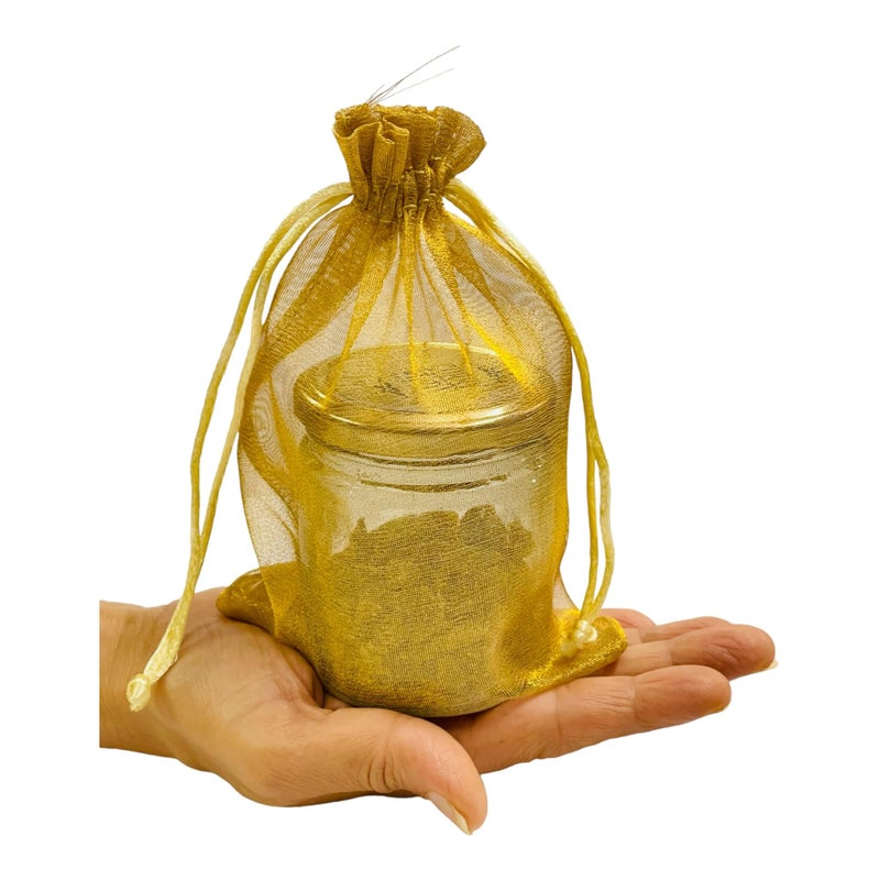 KRIWIN Organza Gift Bags with Drawstring Closure, 13 x 18 cm, Pack of 25 (Gold) - Image 4