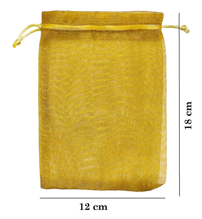 KRIWIN Organza Gift Bags with Drawstring Closure, 13 x 18 cm, Pack of 25 (Gold) - Image 3