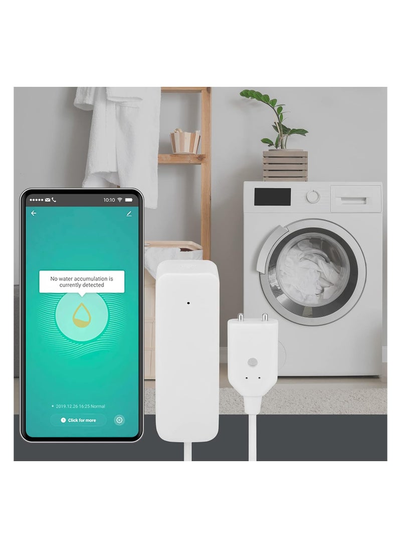 Smart WiFi Water Leak Detector BeMatik, Sensor kitchen And Bathroom Water Leak, Home Security supplies, Compatible With Google Home, Alexa, and IFTTT - White  - Image 2