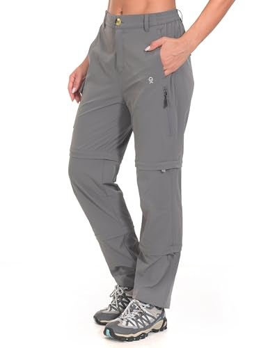 Little Donkey Andy Women's Stretch Convertible Pants, Zip Off Quick Dry Hiking Pants Gray Size L - Image 1