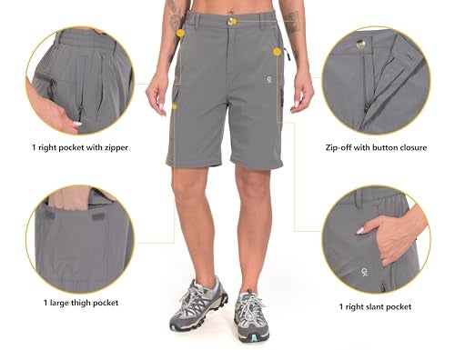 Little Donkey Andy Women's Stretch Convertible Pants, Zip Off Quick Dry Hiking Pants Gray Size L - Image 4