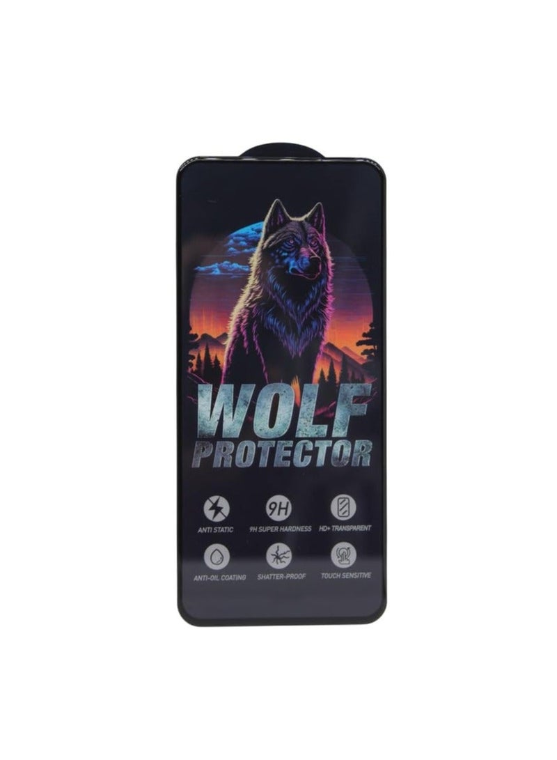 Wolf Protector Design Tempered Glass Screen Protector for Infinix Hot 50 - Clear & Black - Image 1