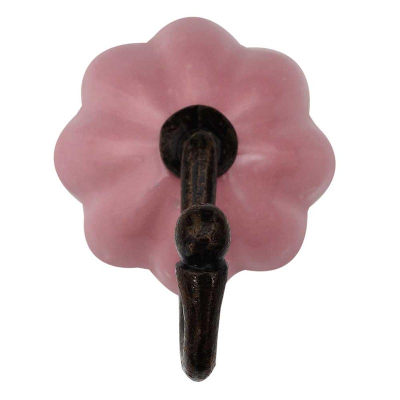 Indian-Shelf IndianShelf 1 Piece Pink Vintage Round Decorative Coat Hooks Kitchen Unique Ceramic Wall Hooks for Hanging Towel Hook Farmhouse Backpack Purse Hanger Heavy Duty Entryway Shower Robe Holder Hat Rack - Image 2