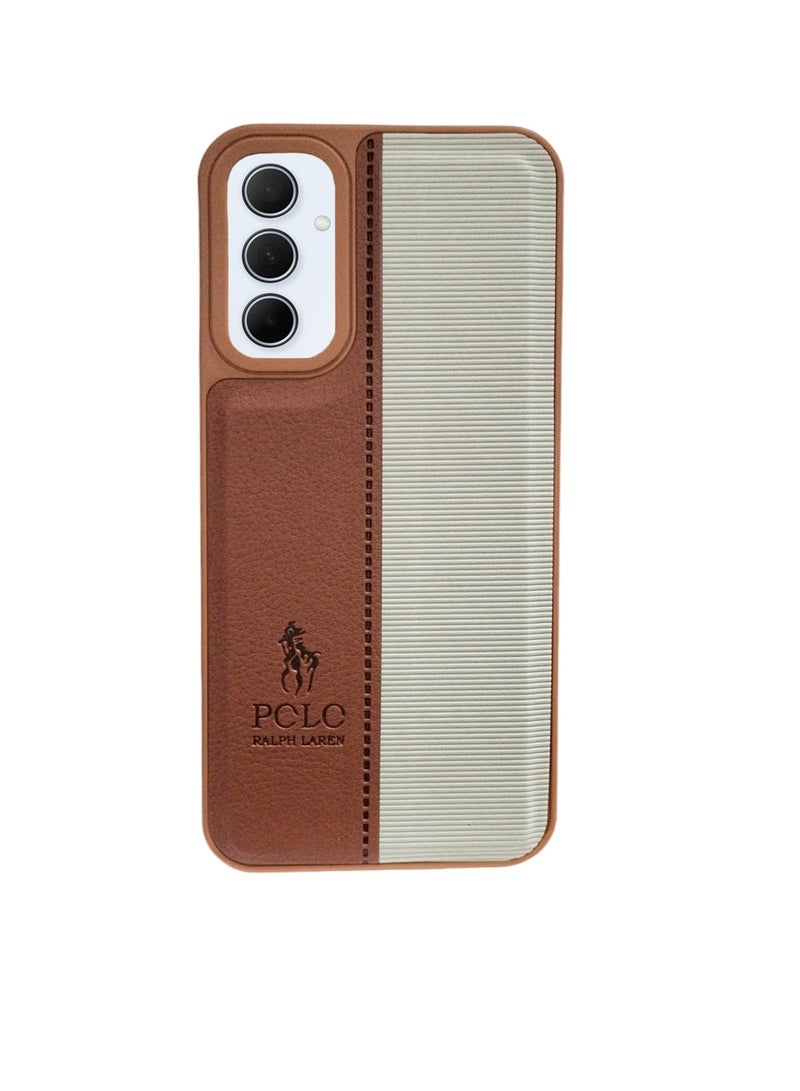 Soft Leather Back Case for Men Women Compatible with Samsung Galaxy S24 Fe Classic Fashion Luxury Leather Back Case Durable Genuine Leather Lightweight Comfortable Soft Leather Back Case (Brown)