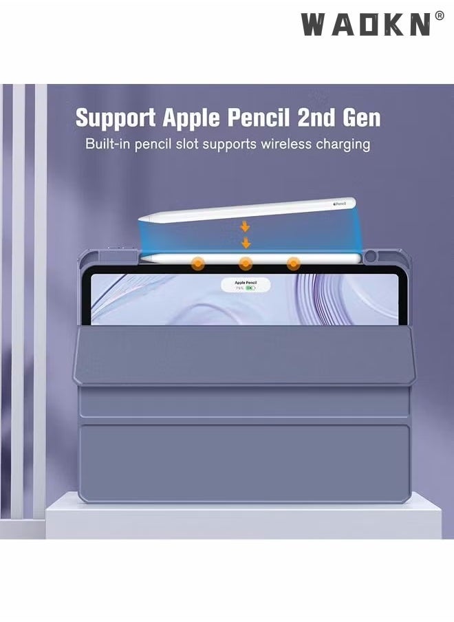 vesus Protective Case Cover For Apple iPad Pro 11 inch (2022/2021/2020/2018) Generation with Pencil Holder, [Support Apple Pencil Charging and Touch ID], Clear Transparent Case with Auto Wake/Sleepï¼ŒBlue - Image 3