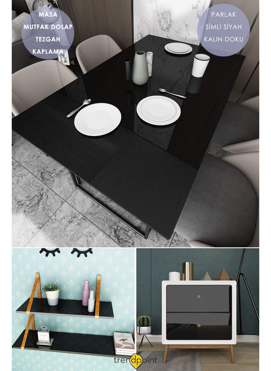 Trendpoint Self-Adhesive 60CM×100CM Silvery Black Wallpaper Kitchen Countertop Cabinet Table Covering  - Image 3