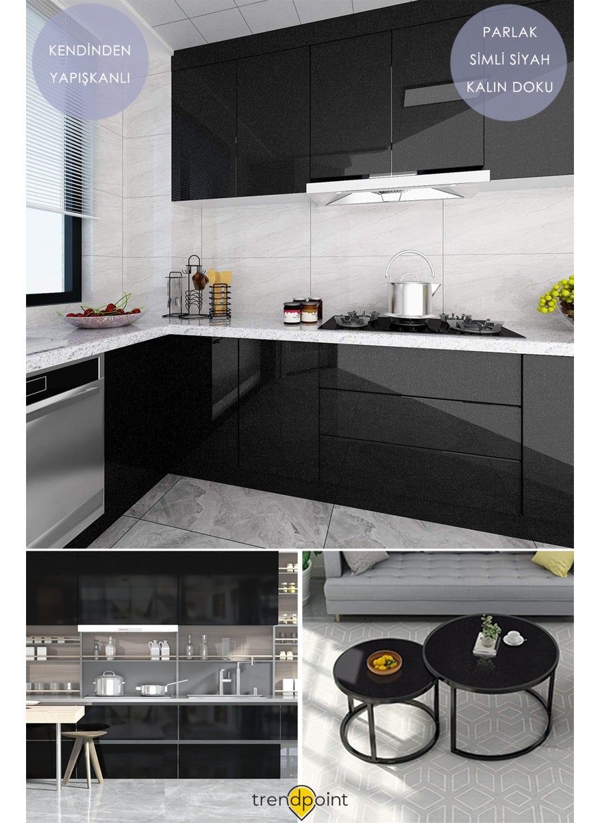 Trendpoint Self-Adhesive 60CM×100CM Silvery Black Wallpaper Kitchen Countertop Cabinet Table Covering  - Image 4