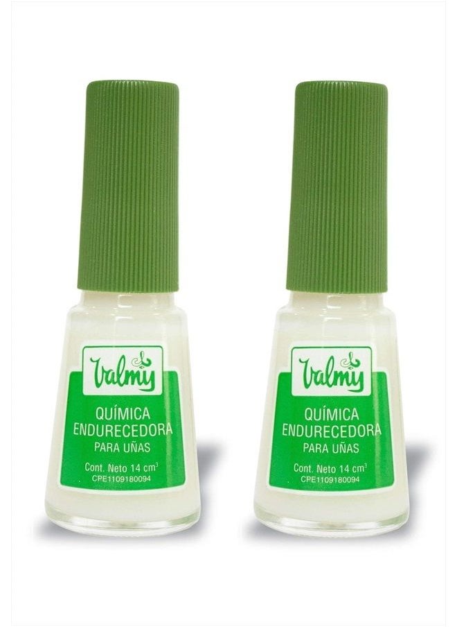 VALMY - Nail Hardener & Nail Strengthener for Thin Nails and Growth - Nail Growth Treatment, Protection & Nail Repair for Damaged Nails - Base Coat Nail Polish, 0.47 Fl oz (2 Pack) - Image 1
