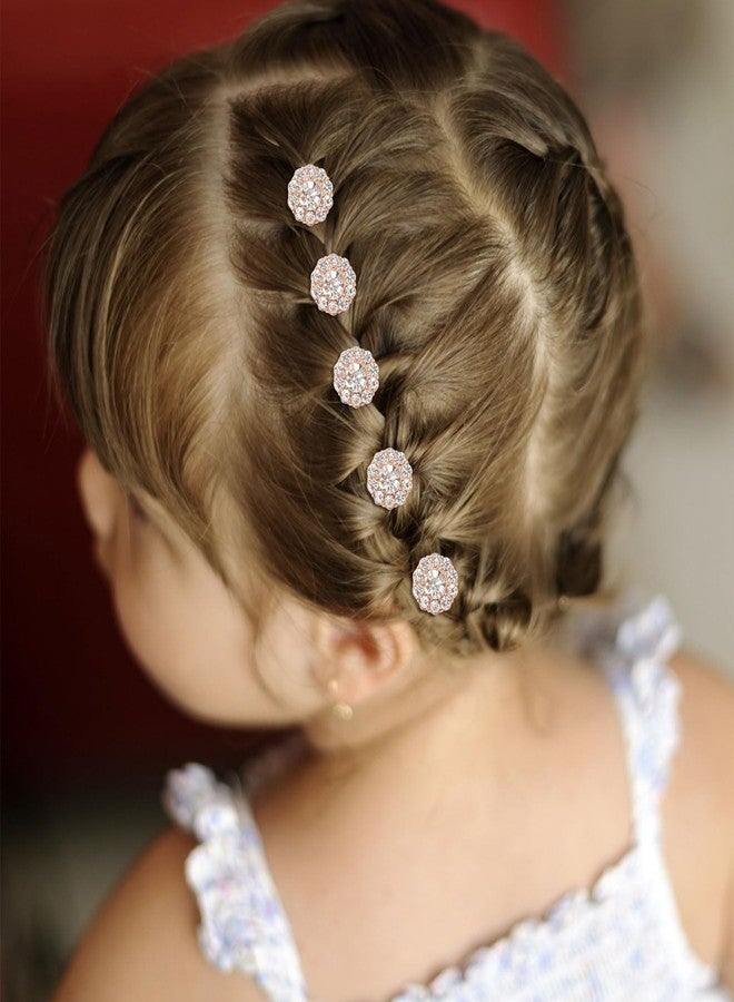 YISSION 20Pcs Mini Rhinestone Flower Hair Clips - Cute Crystal Hair Pins - Rose Gold - Small Decorative Hair Clips - Wedding Hair Barrettes - Bridal Hair Accessories for Girls & Women - Image 5