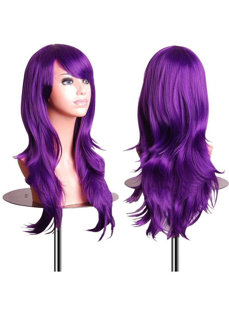 EmaxDesign - EmaxDesign Wigs 28 Inch Cosplay Wig For Women With Wig Cap and Comb (Dark Purple) - Image 1