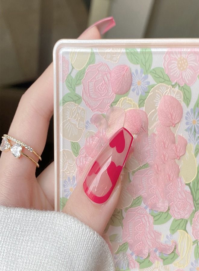 Red Blossom Wearing a long red V-shaped French coffin nail Ballet manicure Ultra-thin bow fake nail patch  - Image 2