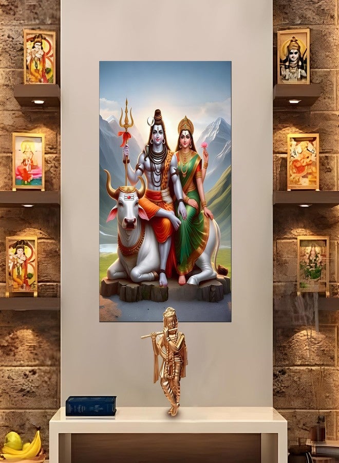 Roostaflag Paper Lord Shiva and Parvati Wall Poster Lord Shiva Stickering Lord Shiva Parvati Stickers For Wall Lord Shiva Posters For Wall Big Size Lord Shiva Posters For Room Decoration 42 cm - Image 3