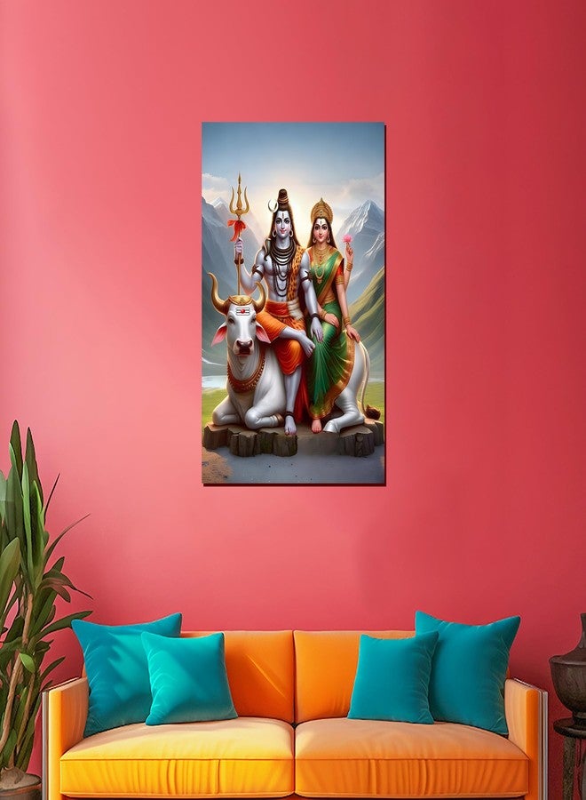 Roostaflag Paper Lord Shiva and Parvati Wall Poster Lord Shiva Stickering Lord Shiva Parvati Stickers For Wall Lord Shiva Posters For Wall Big Size Lord Shiva Posters For Room Decoration 42 cm - Image 5