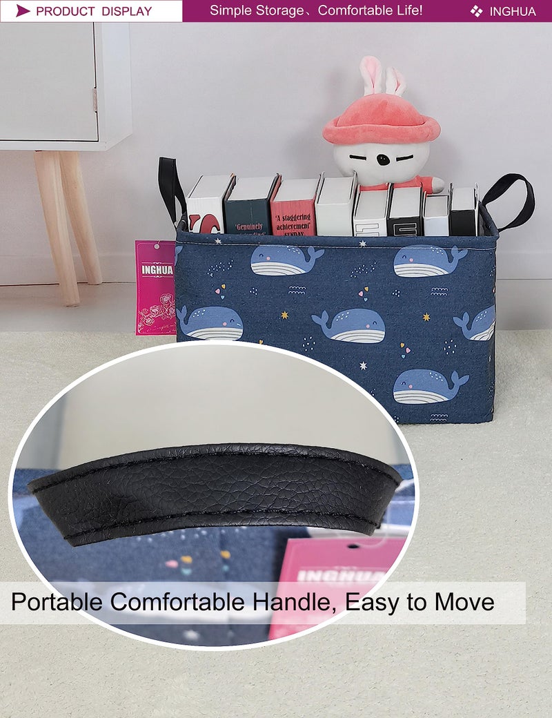 INGHUA Rectangular Storage Basket Fabric Organizer Bin for Toys Books Clothes Gifts Pets-Perfect for Home Office Nursery Dorm Shelf(Rec-Blue Whale ) - Image 5