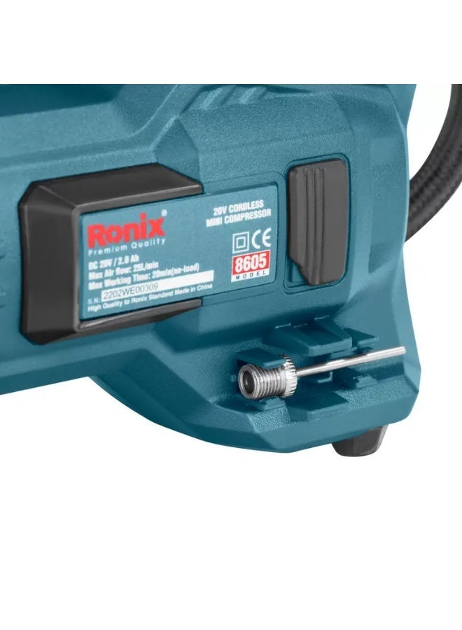 RONIX Cordless Mini compressor 20V  , 10.35Bar  # 8605 - Image 4