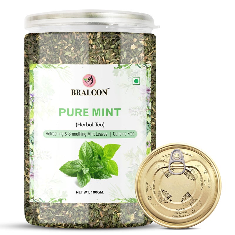 BRALCON Mint Herbal Tea - 50g| 100% Pure & Natural Spearmint Herbal Green Tea for Relieves Stress| Refreshing & Smoothing Mint Tea Leaves| Relaxing Mint Tea|Spearmint Tea| Spearmint Green Tea - Image 1
