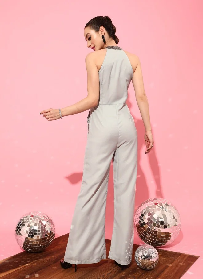 STREET 9 Grey Solid Jumpsuit for Women
