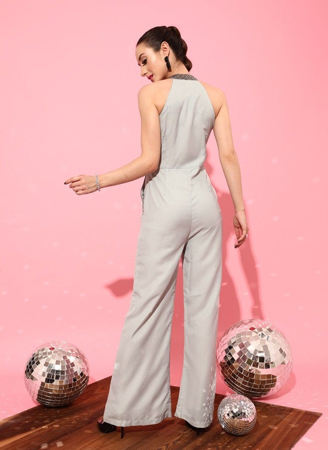 STREET 9 Grey Solid Jumpsuit for Women - Image 4