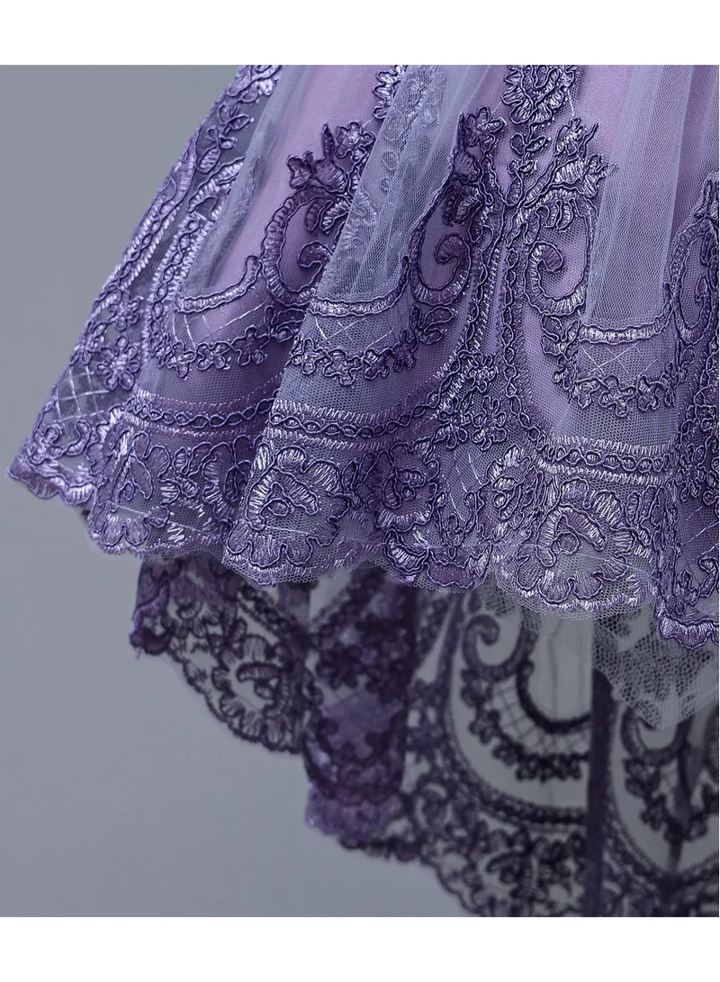 D'Daniela Delia Flower Party Dress Purple with headband