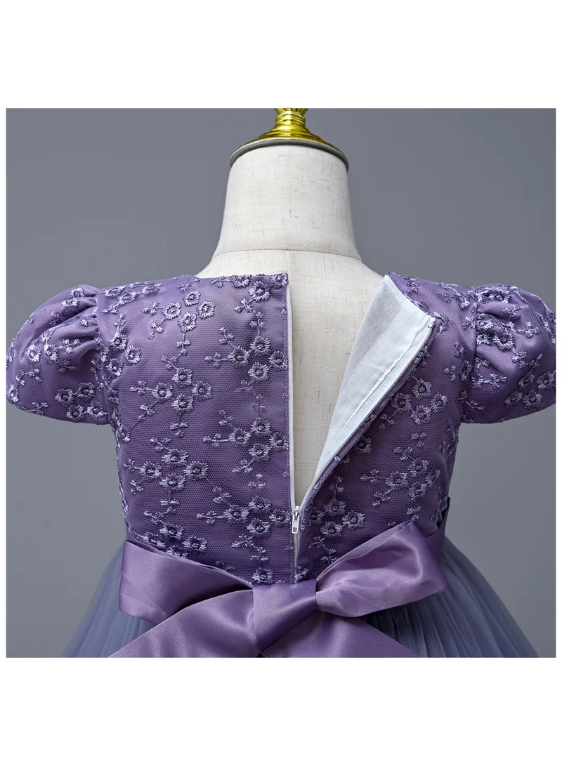 D'Daniela Delia Flower Party Dress Purple with headband