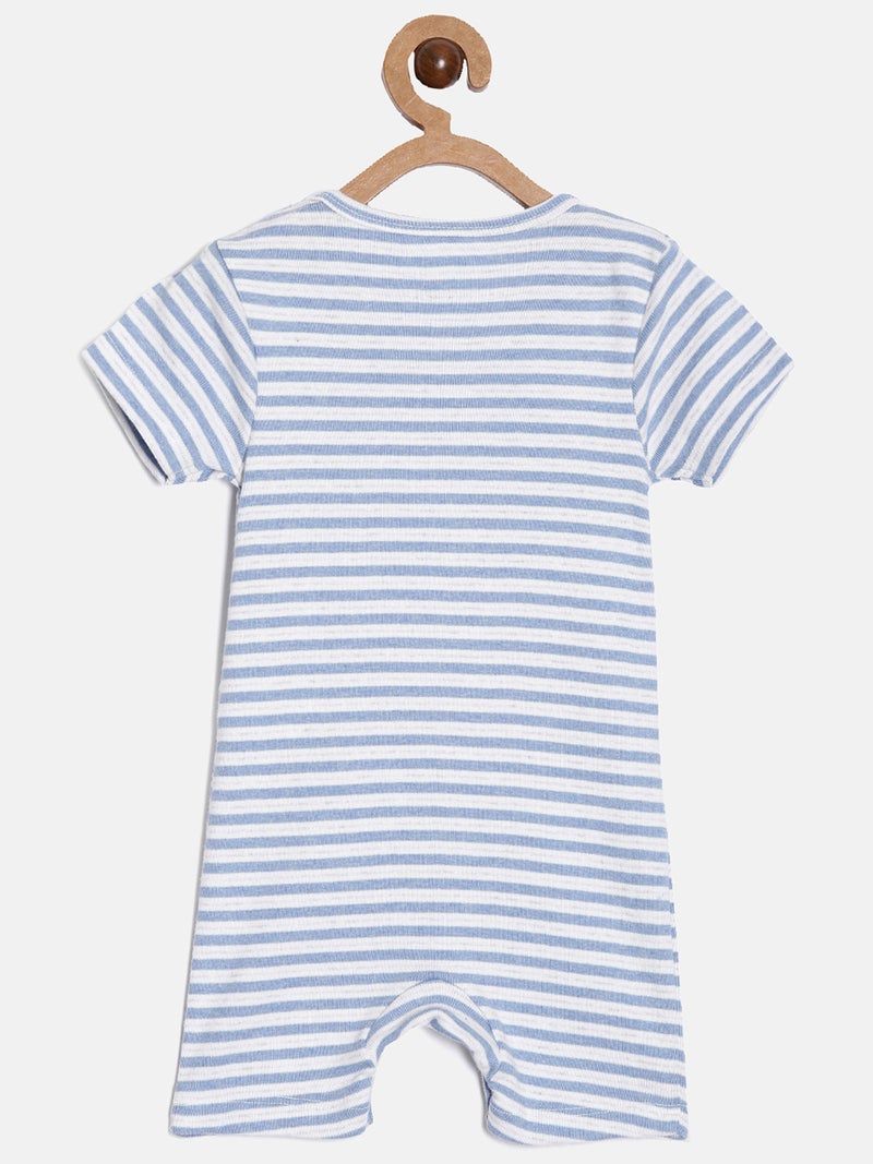 برون رومبرز قطن عضوي مطبوع للأطفال الأولاد أزرق وأوف وايت عبوة من - Image 4