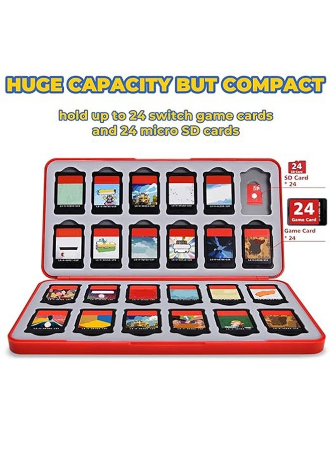 Colorskin - Switch Game Case Compatible with Nintendo Switch Games & Micro SD Cards Switch Game Holder Cartridge Magnetic Attraction Case with 24 Game Card Storage Swich Protective Case - Red - Image 1