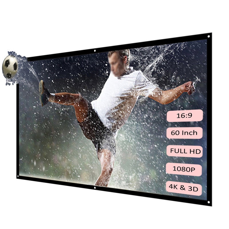 docooler Portable Foldable 16:9 HD Projector Screen LU-V5-374 White/Black - Image 2