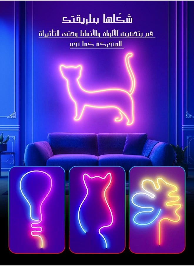 Litus - LED Light Strip Neon light with Remote Control, Plug Charge,Waterproof, Ideal for Patterns lighting, TV Backlighting, Gaming Room, Bedroom, and Indoor Decor – Available in Lengths 2m, 3m, 5m - Image 1