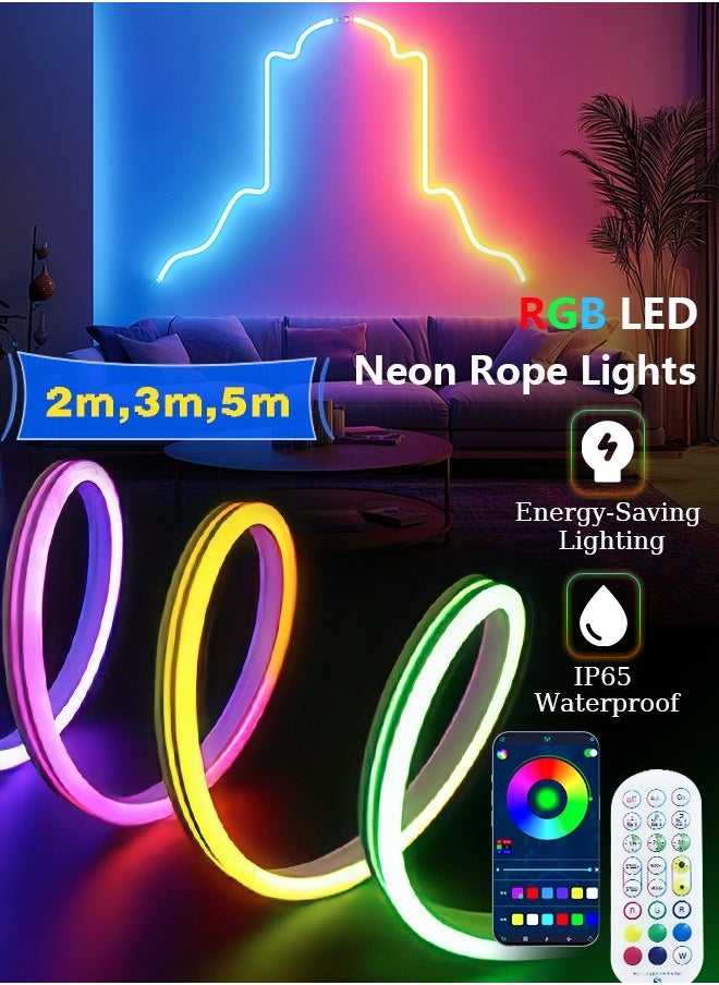 Litus - LED Light Strip Neon light with Remote Control, Plug Charge,Waterproof, Ideal for Patterns lighting, TV Backlighting, Gaming Room, Bedroom, and Indoor Decor – Available in Lengths 2m, 3m, 5m - Image 1